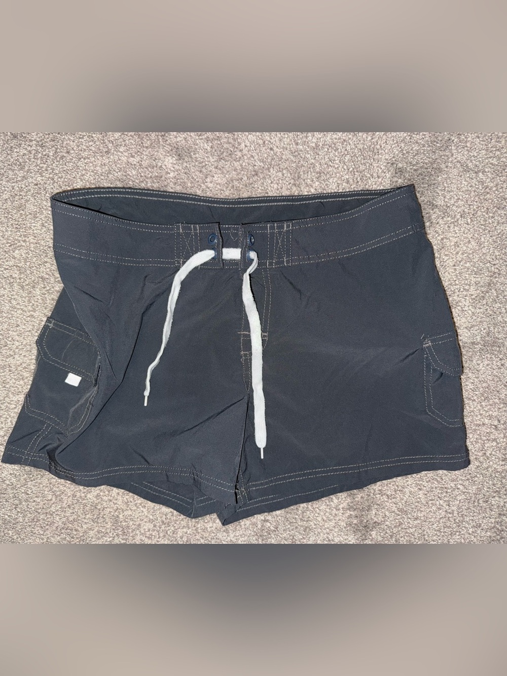 Kanu Surf Women's Black Athletic/Swim Shorts with White Drawstring